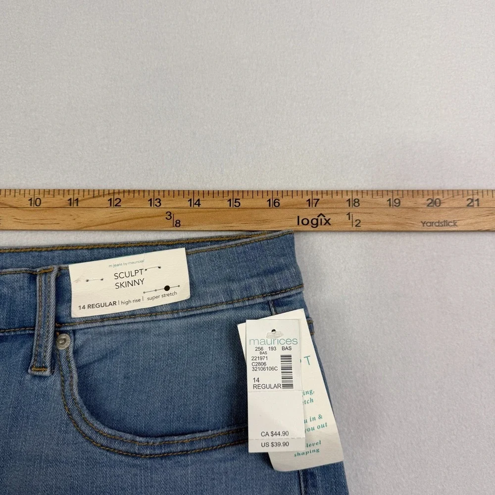 Maurices Jeans M Jean High Rise Sculpt Skinny Jean Size 14 Light Sandblast NWT‎